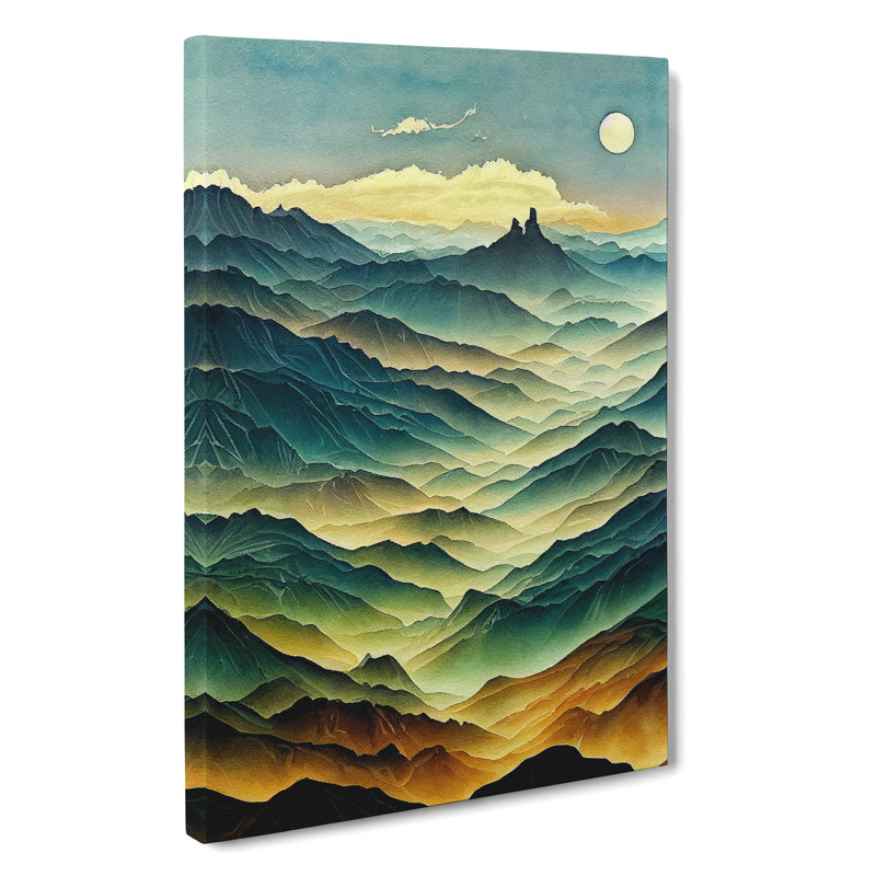 Painting Of A Mountain Landscape No.5 - Print, Wrapped Canvas, 50cm H x 35cm W, No Matte