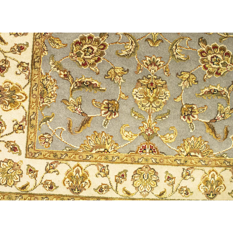 Tapis bleu clair et ivoire noué à la main de haute qualité