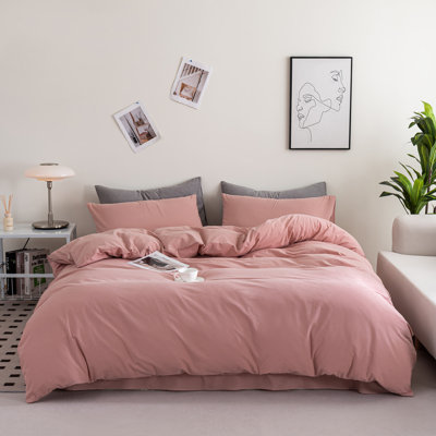 Ensemble de housse de couette douce en coton délavé Boho