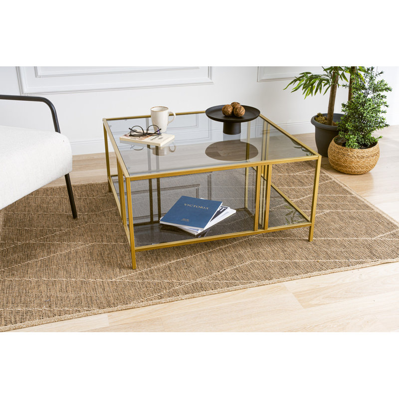 Four Leg Coffee Table with Storage, Gold