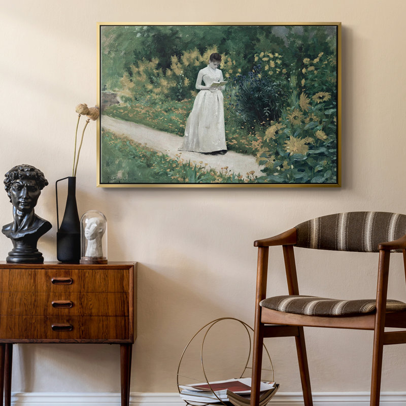 Botanique rétro - LVII, Toile avec cadre flottant or, H 17 po x l 25 po x P 2 po