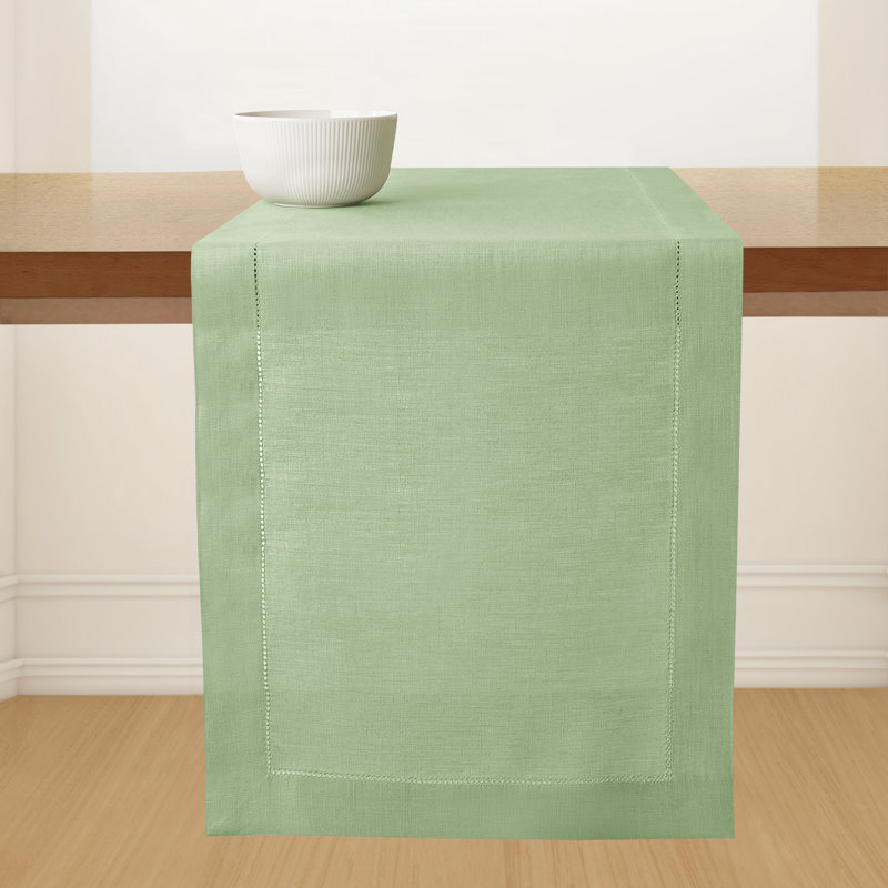 Chemin de table 100% lin D'Okok Homes, L 120 po x P 14 po, Vert sauge