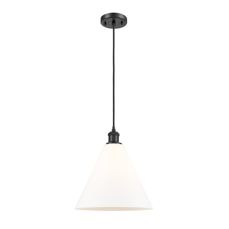 Luminaire suspendu conique à 1 lumière, Noir mat