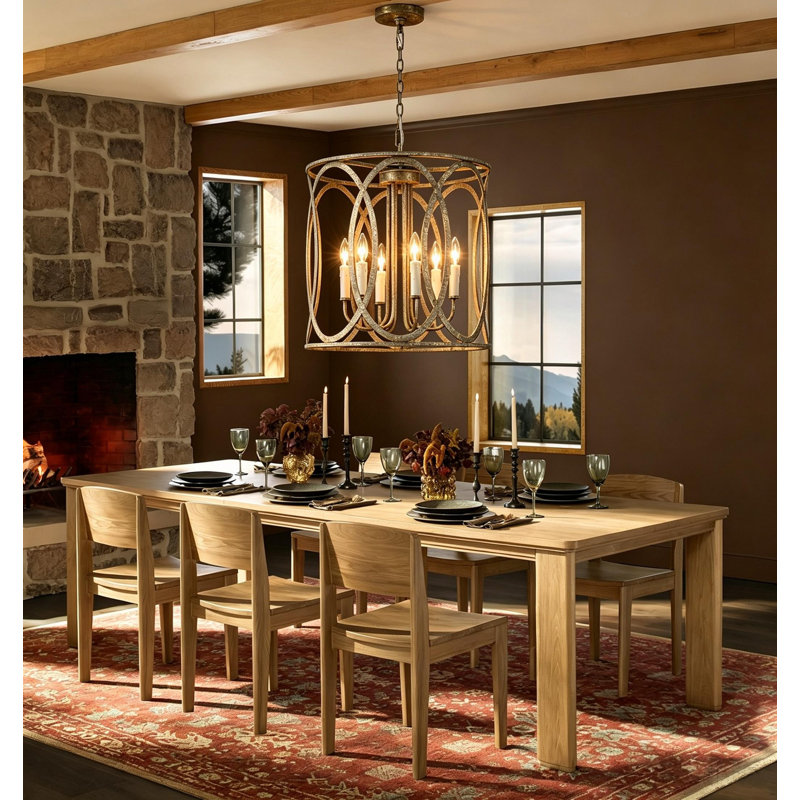 4-  Light Dimmable Drum Chandelier