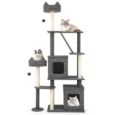 71'' Tall Cat Tree for Indoor Cats Modern Multi-Level Cat Tower Activity Center