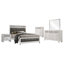 Ensemble de chambre à coucher grand 5 pièces Dini, revêtement en similicuir gris, blanc-114566015-114566017