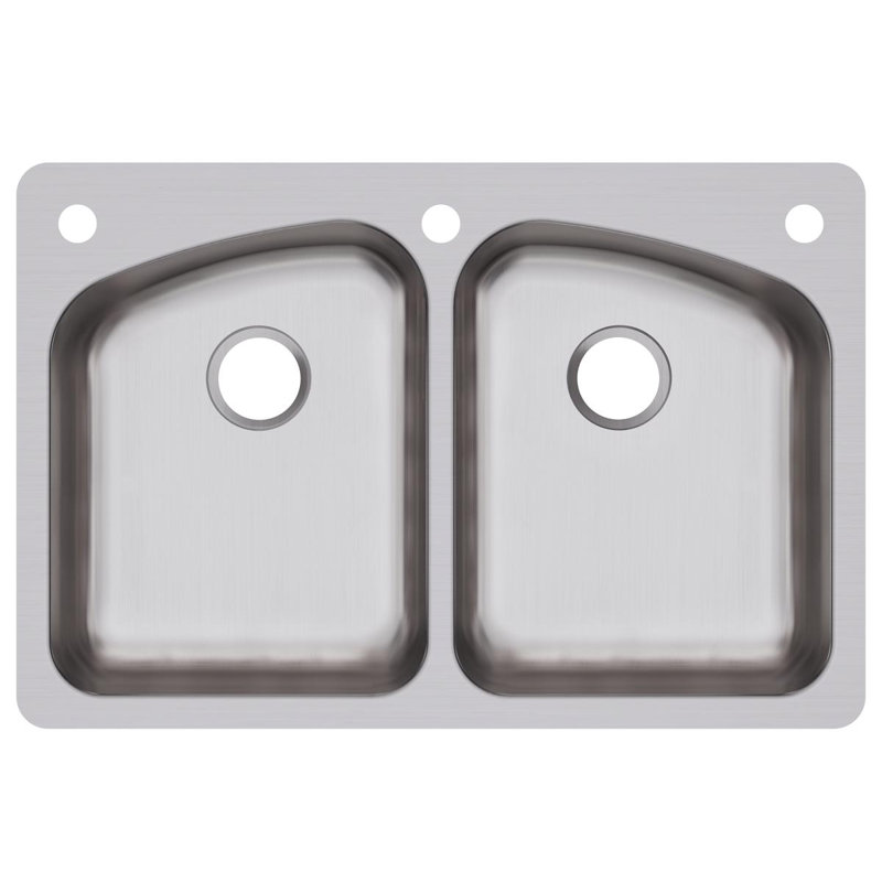 Dayton 33" L x 22" W Double Basin Dual Mount Kitchen Sink