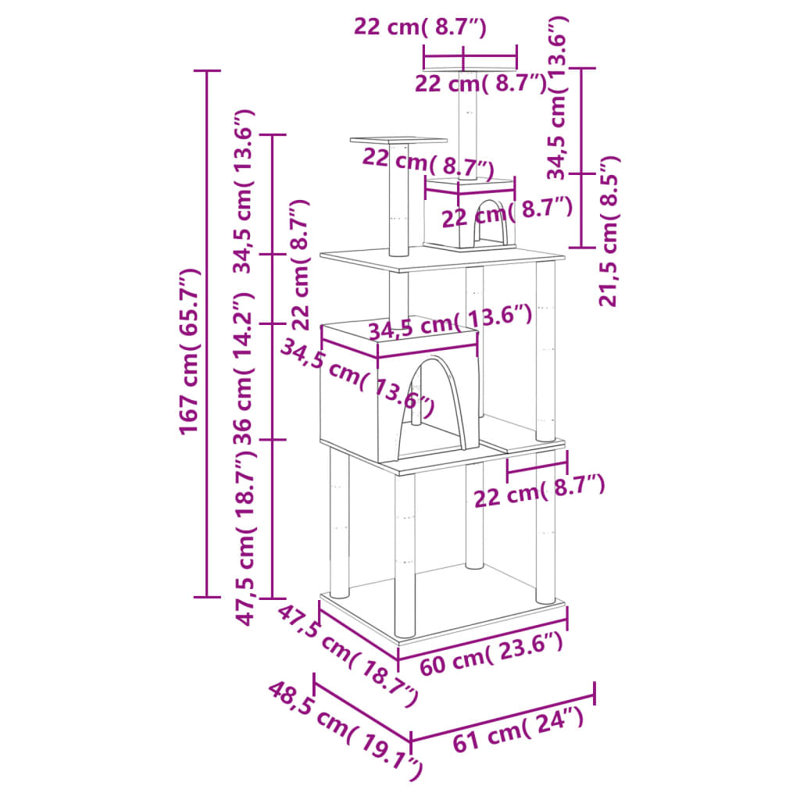 Memphis 167cm H Cat Tree, Dark Grey