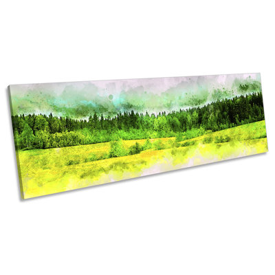 Spring Time Abstract Landscape - Wrapped Canvas Panoramic Print