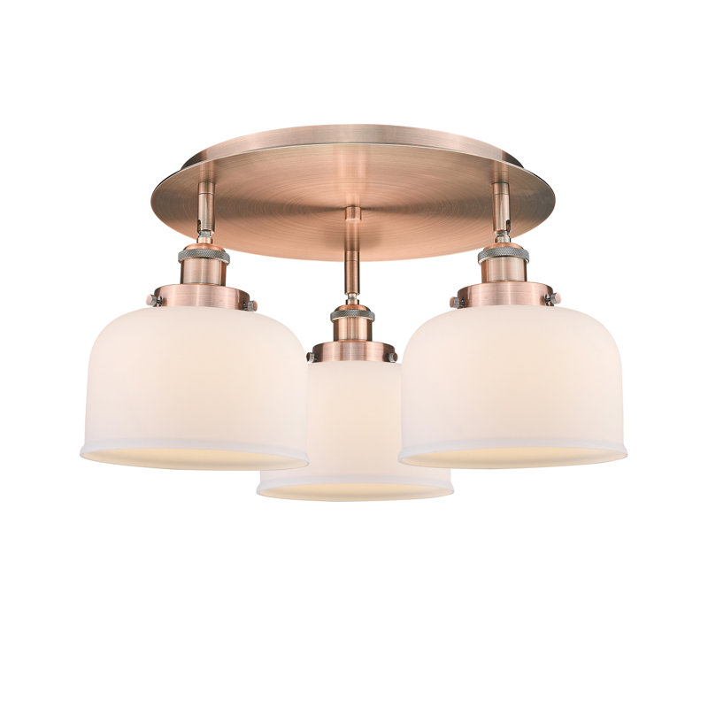 Plafonnier Bell, Cuivre antique, Blanc mat