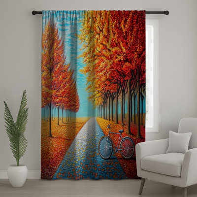 Bicycle Window Curtains, Landscape Sheer & Blockout Curtains - 1 Panel