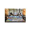 Tapis décoratif géométrique bleu à motif géométrique lavable à la machine-276504058