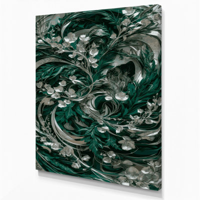 Abstract Florals 67 Green Canvas Wall Art