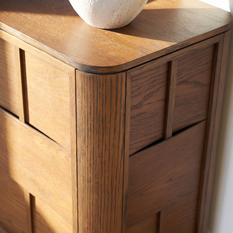Buffet en chêne massif 84 "avec portes surélevées Hearth, armoire de rangement moderne brun, Brun