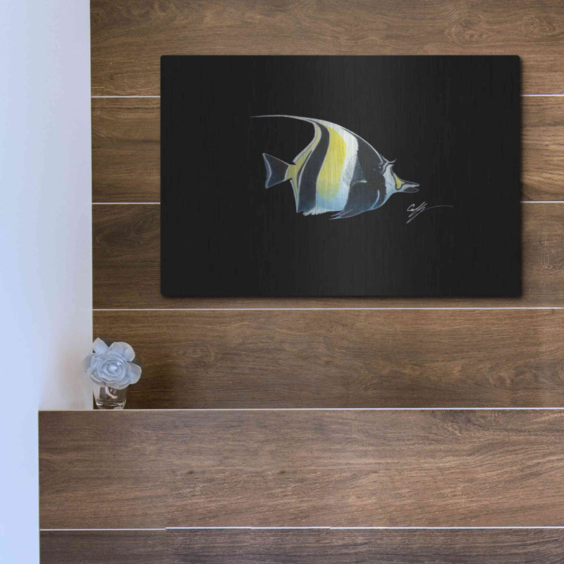 Art mural en métal Beachcrest Home ™ «Moorish Idol» par Durwood Coffey, H 12 po x l 16 po