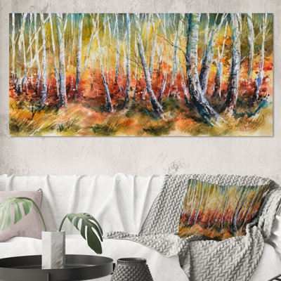 «White Birches in Dense Autumn Forest», reproduction sur toile