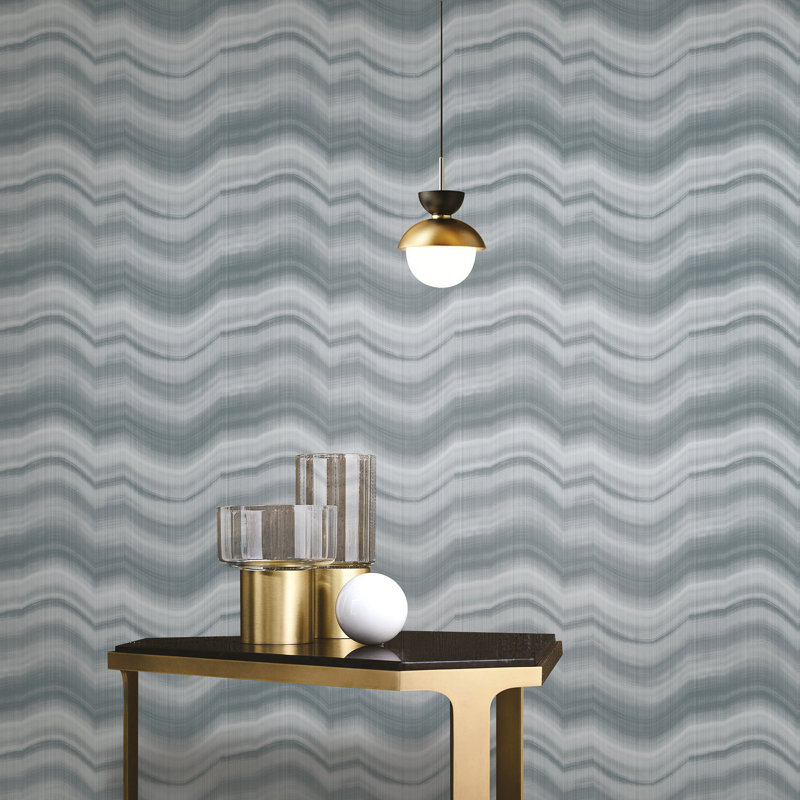 Zen Collection Cloudy Stripe Luster Finish Wallpaper Roll, Beige