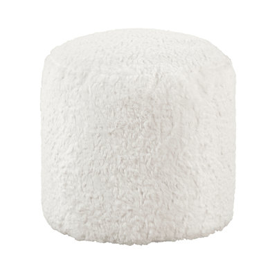 Modern Faux Fur Pouf In , Non-Slip, 300Lbs Capacity, 16" X 17"H, Home Decor Footstool, Non-Slip Surface, 300Lb Weight Style Element