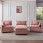 Canapé modulaire rose peu encombrant, chenille douce, forme en L confortable pour les salles familiales
