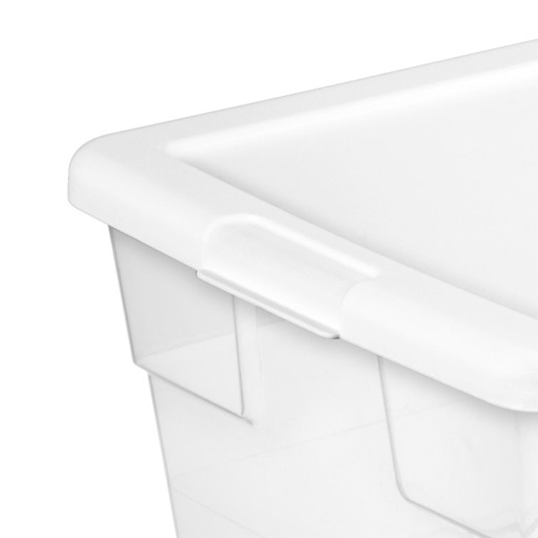 Sterilite 90-Quart Storage Box with Clear Base and White Lid (8 Pack) 16668004