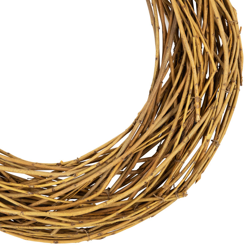 Couronne naturelle de vigne naturelle et brindille artificielle non éclairée, 15" H x 15" L x 3.5" D