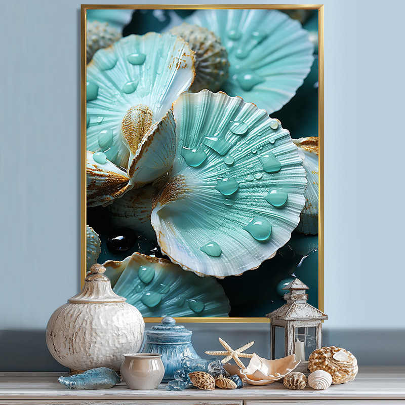 «Green  Ocean Treasures», reproduction sur toile, 20" H x 12" W, Gold Picture Framed