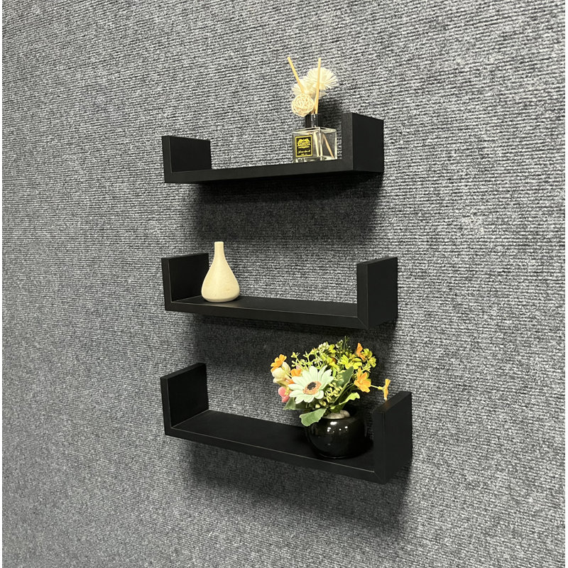 Kuddusi 3 Piece Floating Shelf, Black