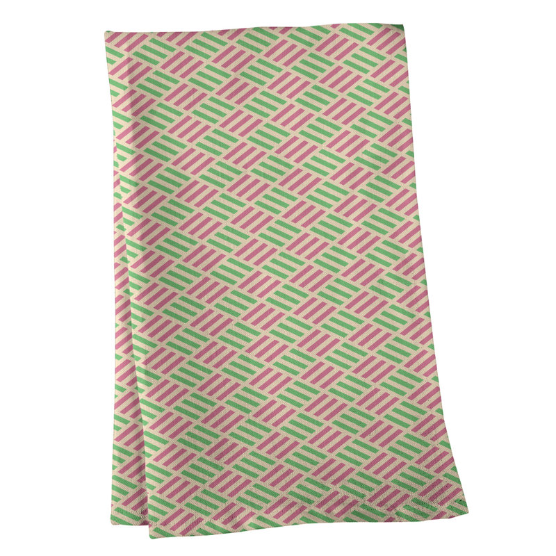 Mcguinness Tea Towel Kitchen Towel, Poly Twill, Pink/Green