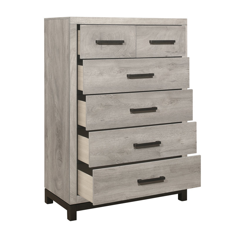 Commode 6 tiroirs Barlow, Gris clair