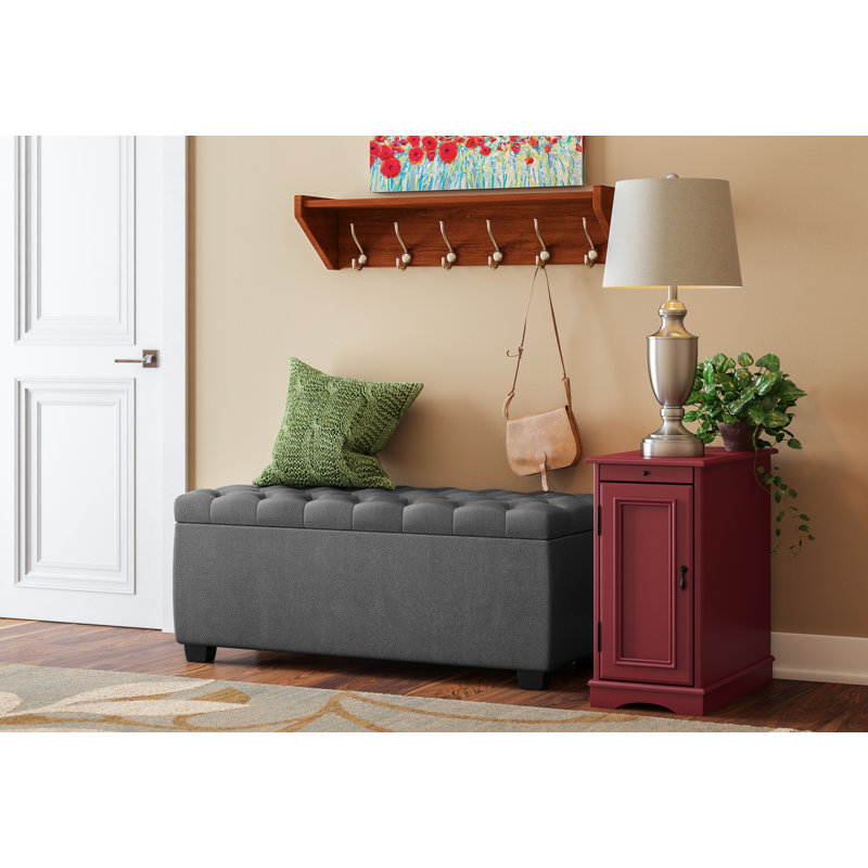 Bankhead 24'' Tall Storage End Table with Built-In Charging Station, Red