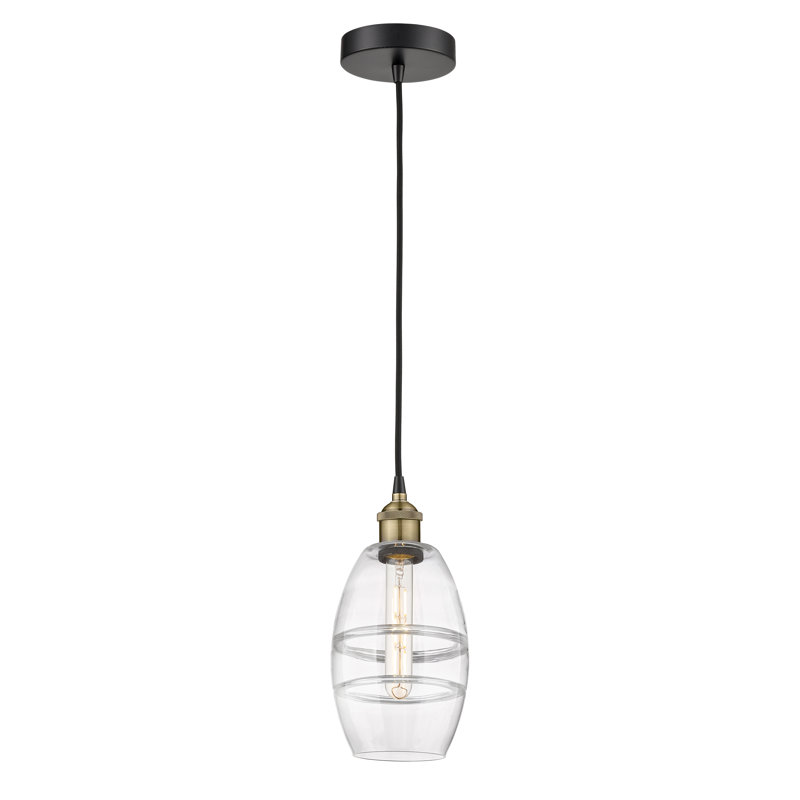 Mini-luminaire suspendu 1 lumière Edison Bettylou-616-G557, H 8,13 po x l 5,88 po x P 5,88 po, Transparent