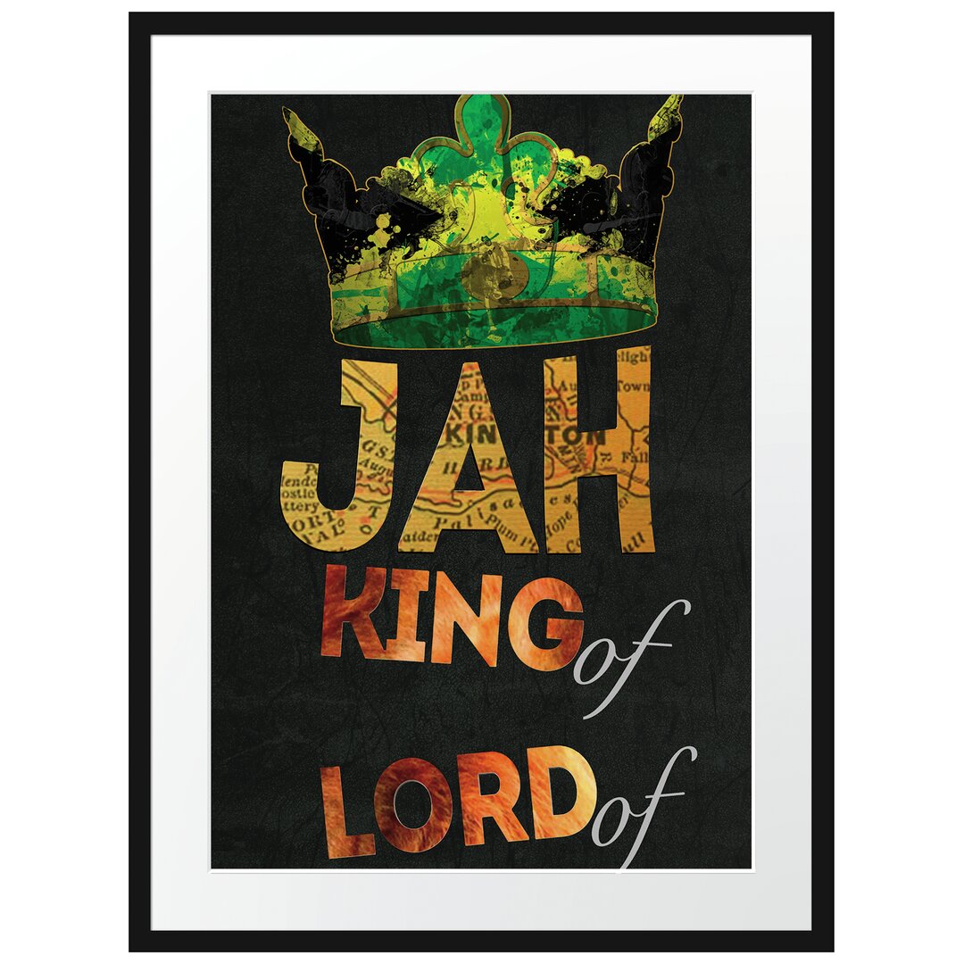 Gerahmtes Poster Jah King Black