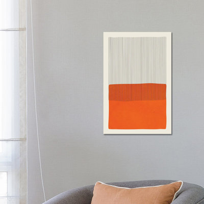 Bright Pop Orange Black Lines by EmcDesignLab - Wrapped Canvas Gallery-Wrapped Canvas Giclée