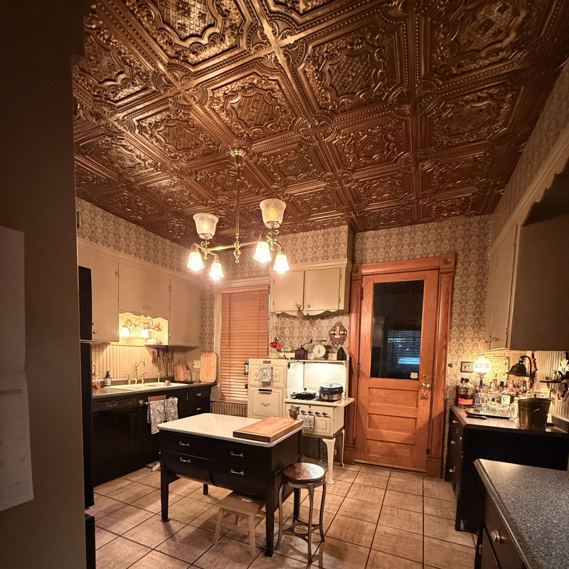 Pavillon élisabéthain de 2 pi X 2 pi Tuile de plafond à poser ou à coller, Cuivre vieilli