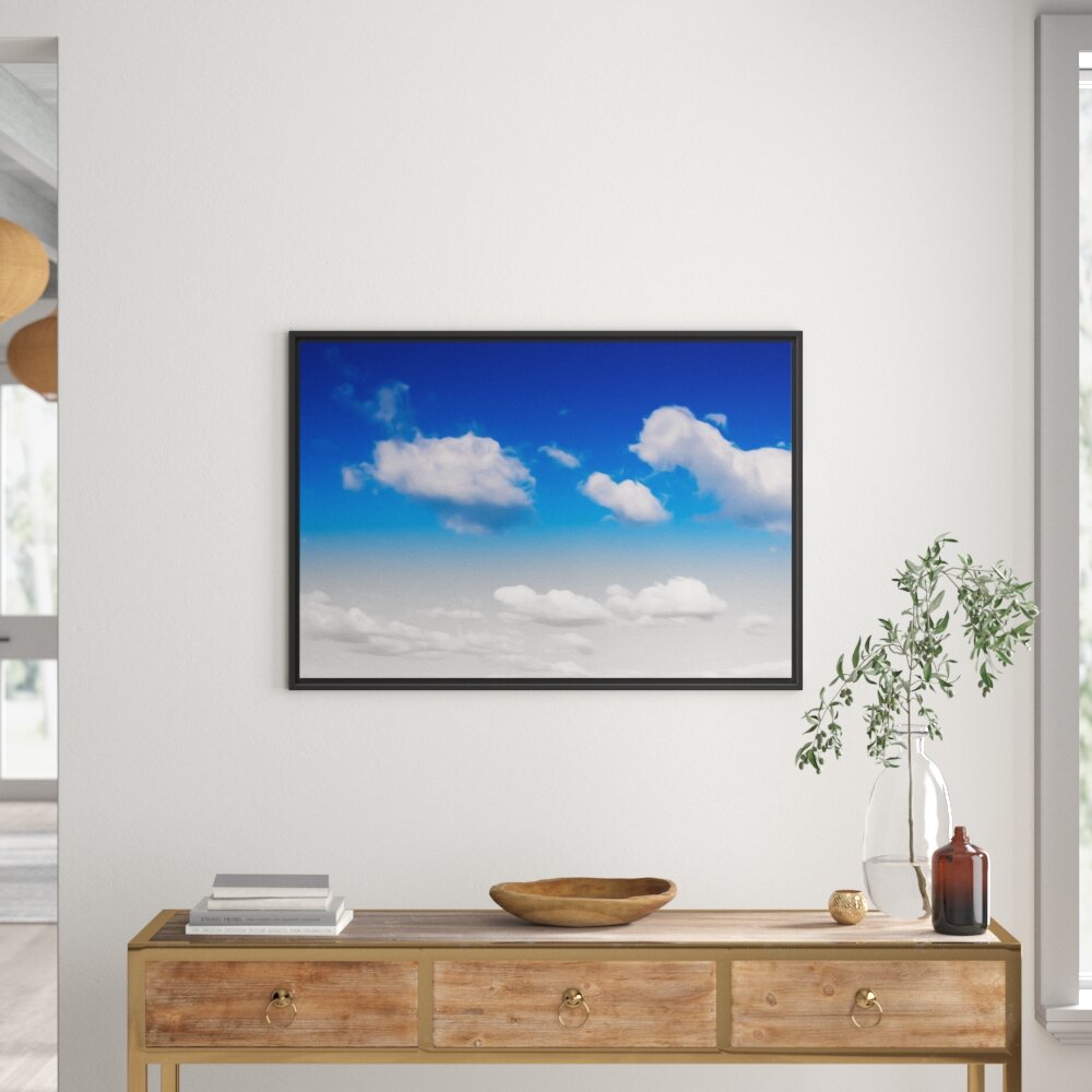 Gerahmtes Wandbild Schäfchenwolken an blauem Himmel