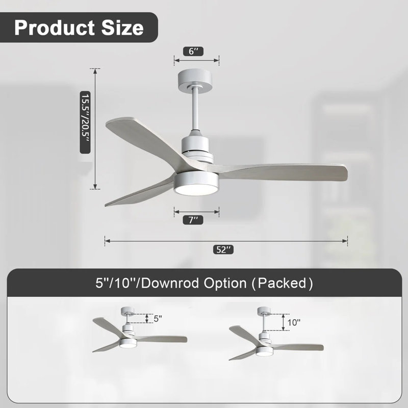 Nicola 52'' 3 - Blade Modern Ceiling Fan with Remote Control and Light Kit, Silver/Gray