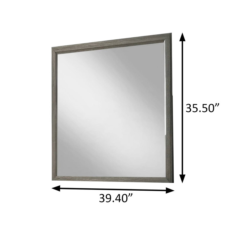 39.4"W Contemporary Mirror, Gray