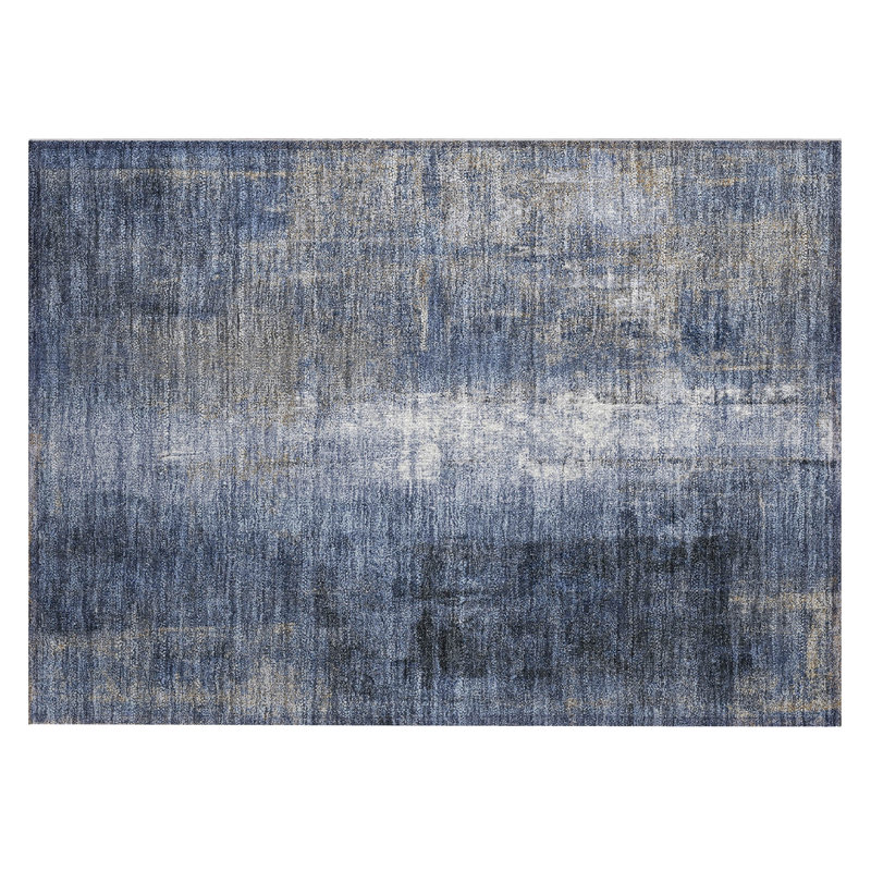 Machine Washable Indoor/Outdoor Xhevrie Navy Rug, Rectangle 1'8" x 2'6"