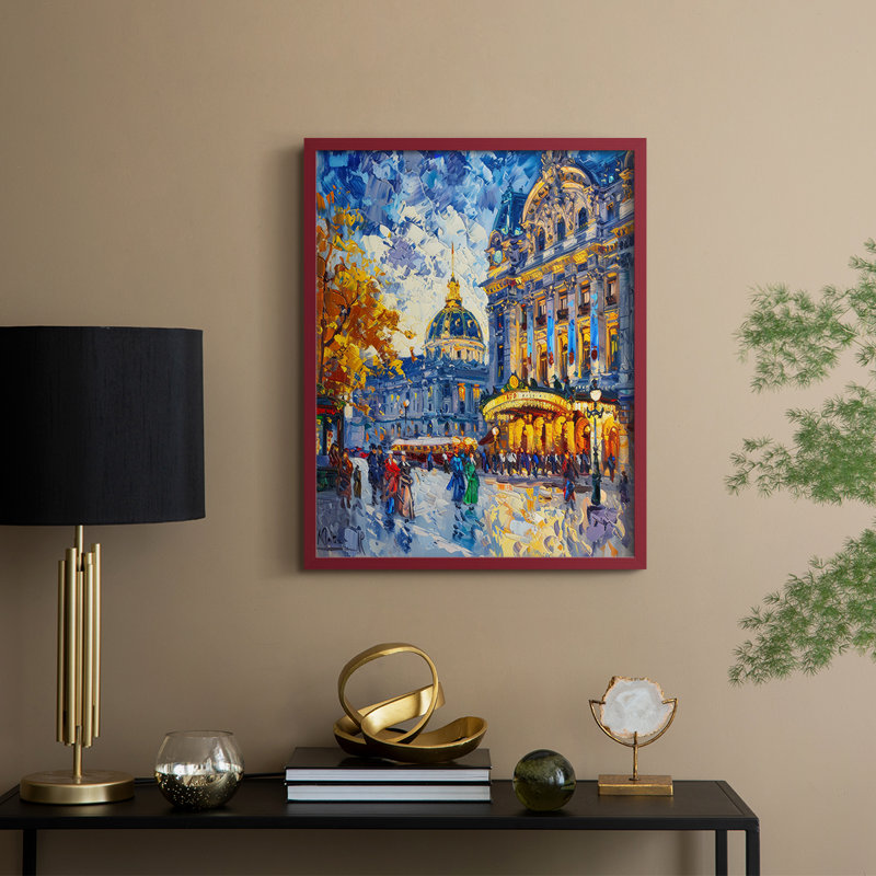 LANDSCAPES Series CCXCVI, reproduction encadrée - bois massif, H 15 po x l 12 po, Rouge