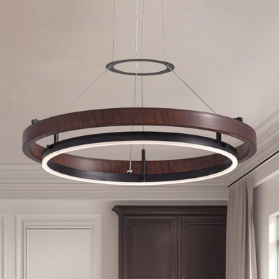 Lustre à intensité variable 1 lumière DEL avec télécommande Reiser, éclairage industriel rustique moderne