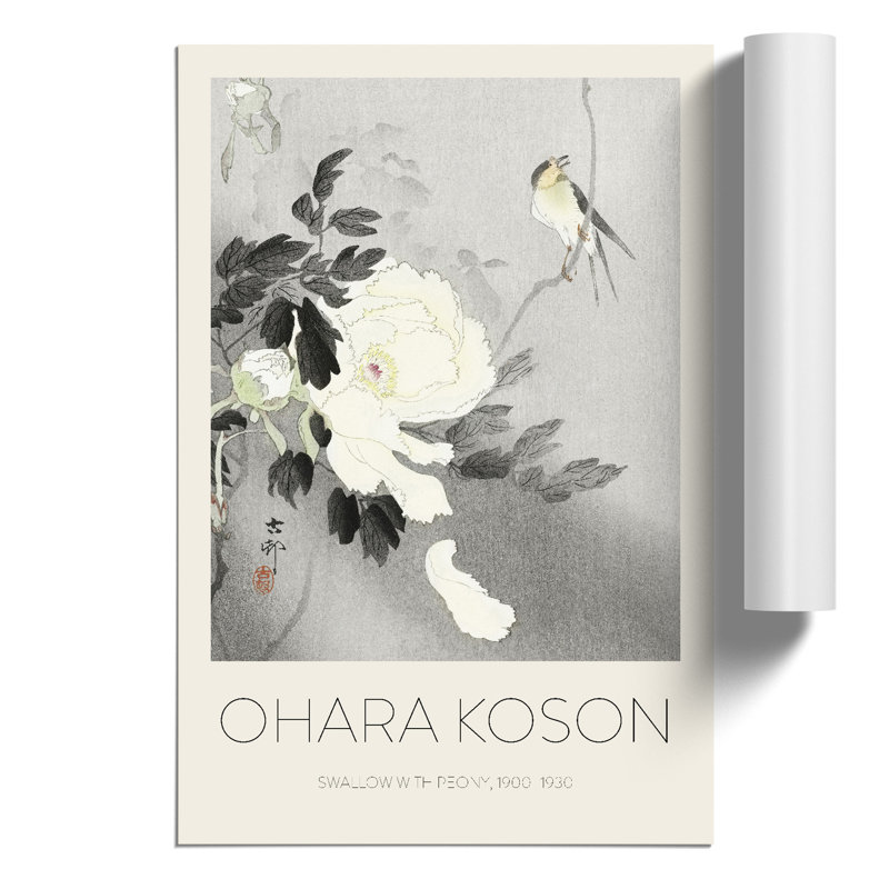 Swallow with Peony Print by Ohara Koson - Frameless Print, 30cm H x 21cm W x 0.1cm D