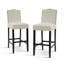 Ensemble de 2 tabourets de bar rembourrés à hauteur de comptoir pour îlot de cuisine, pieds en bois d'hévéa beige, capacité de poids de 300 lb-954299014