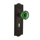Meadows Plate with Decorative Keyhole and Crystal Emerald Door Knob