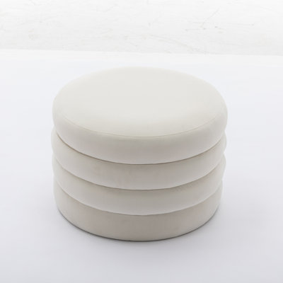 Round Upholstered Velvet Ottoman