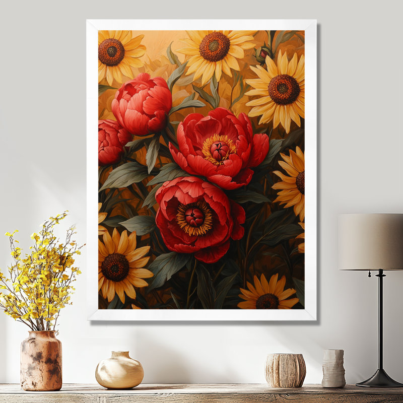 Bollitree - Art mural floral, H 20 po x l 12 po, Reproduction encadrée d'une seule photo, Blanc