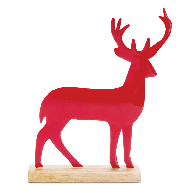 Silhouette de cerf en métal avec base en bois (ensemble de 2)