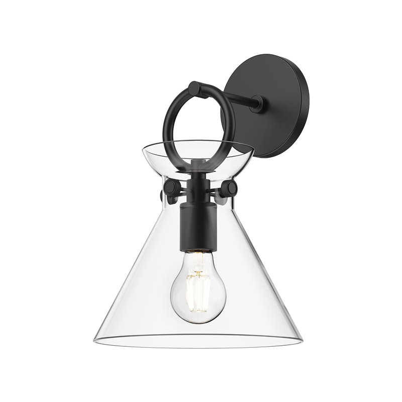 Tiney Armed Sconce, Clear, Matte Black