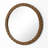 25.6" Round Wall Mirror with Geometric Solid Wood Frame