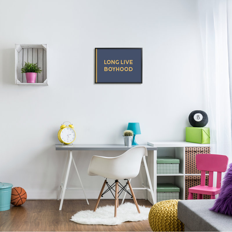 «Vive l'enfance», phrase audacieuse pour enfants, H 16 po x l 20 po x P 1,5 po, Giclée encadrée noir minuit