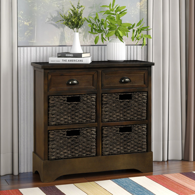 Gerritt Accent Chest, Rattan Cabinet, Sideboard, Rattan Console Cabinet, Farmhouse Storage Dressers, Light Gray